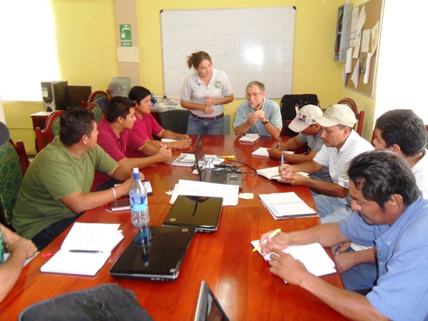 Barry Pound meeting with field extension staff of the Belize Sugar Cane Farmers Association