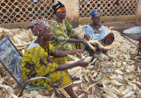 Women shelling maize during a SCARDA workshop