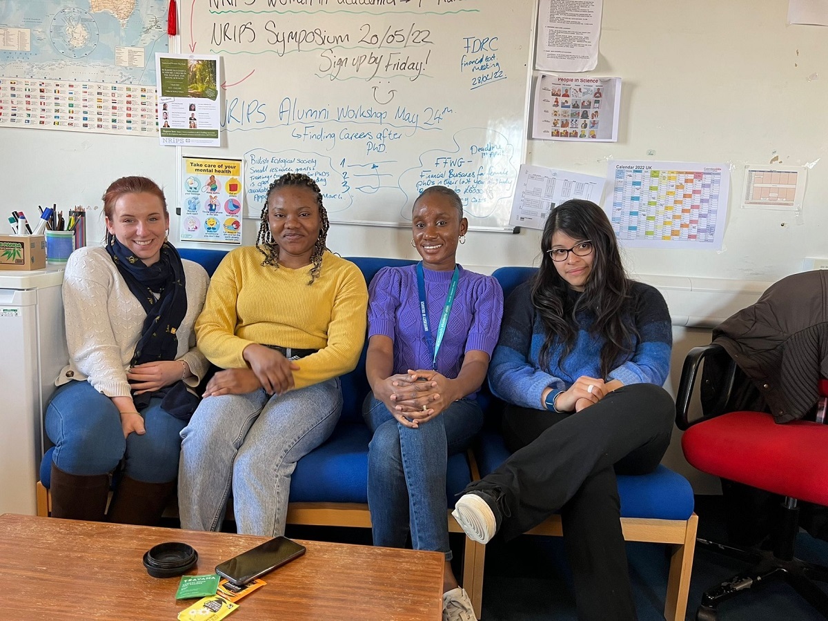 Some participants of the NRIPS Event 'Building Successful Careers in Development and Natural Resources Research', L-R: Katie James, Ruth Festus, Olaide Ogunsanya, Diana Tixi Verdugo | Photo: Immaculate Mwangangi