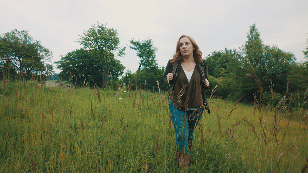 Katie James, PhD, on a forest walk