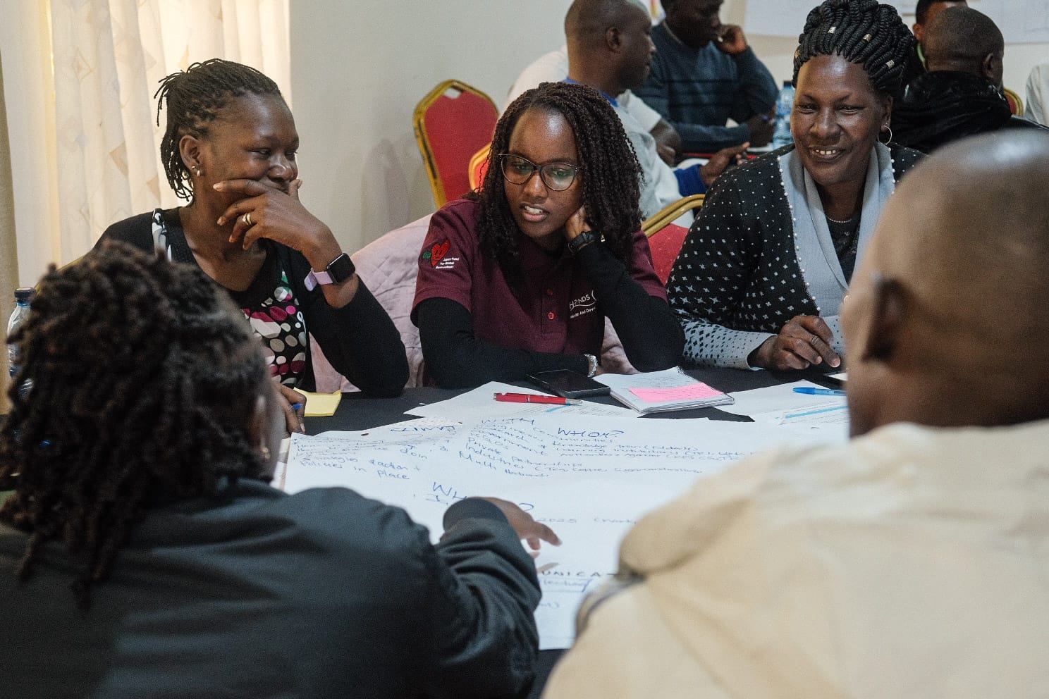 Participants deliberate on current challenges and explore potential pathways toward their shared desired futures.