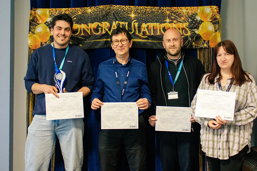 NRI’s John Cooper (in blue shirt) was recognised as Health and Safety Champion of the year alongside three colleagues from other departments of the University of Greenwich 