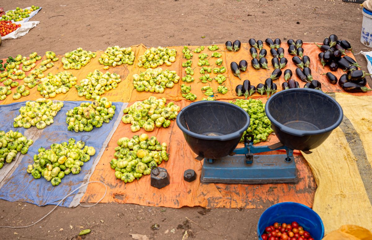 Fruits and vegetables at an open-air market in Senegal