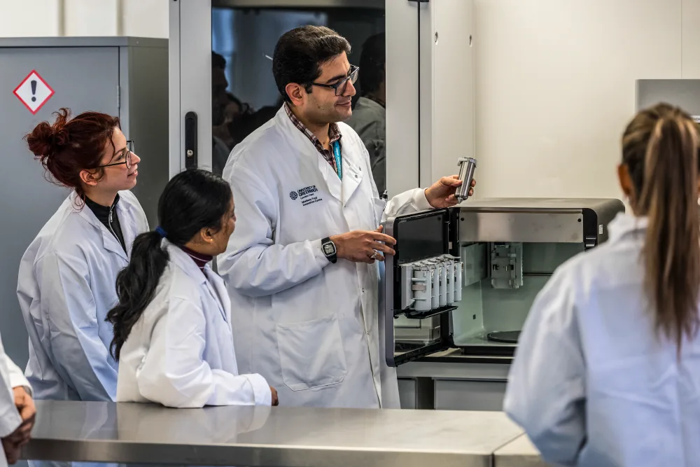 Students learn how to use a food 3D printer at NRI
